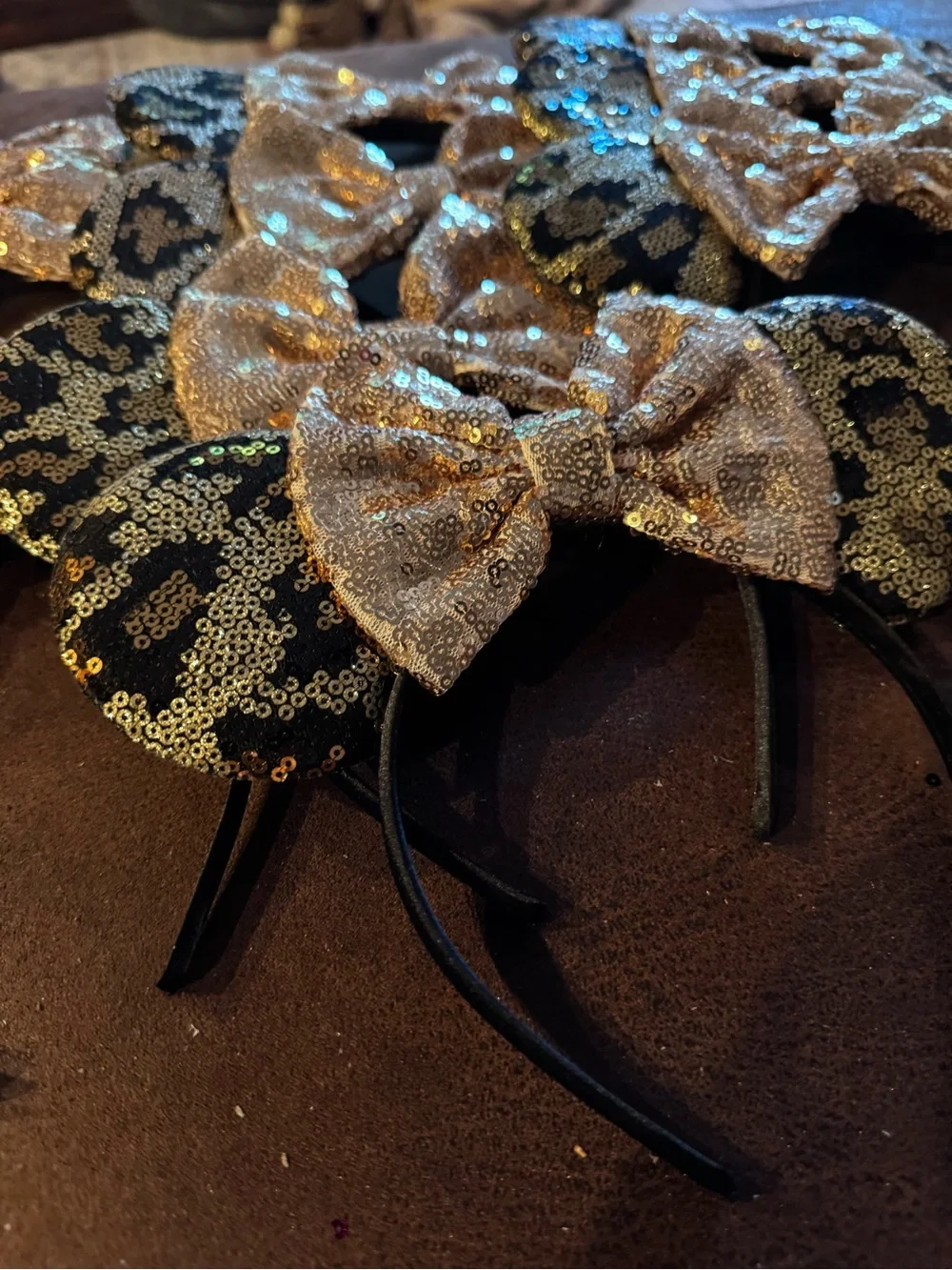 Bulk Lot of 10 New Rose Gold & Leopard Minnie Ear Headbands-Wholesale Pricing